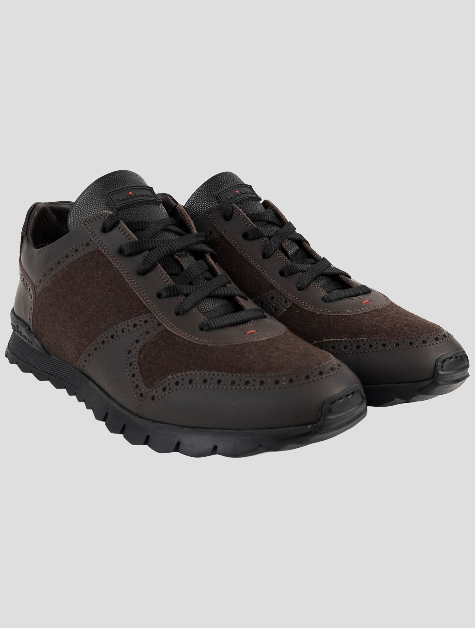 Kiton Brown Virgin Wool Pa Sneakers