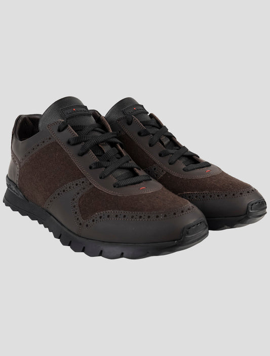 Kiton Brown Virgin Wool Pa Sneakers