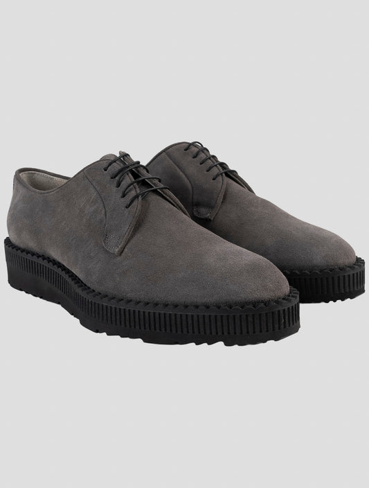 Kiton Gray Leather Suede Dress Shoes