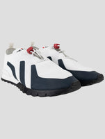 Kiton White Blue Cotton Ea Sneakers