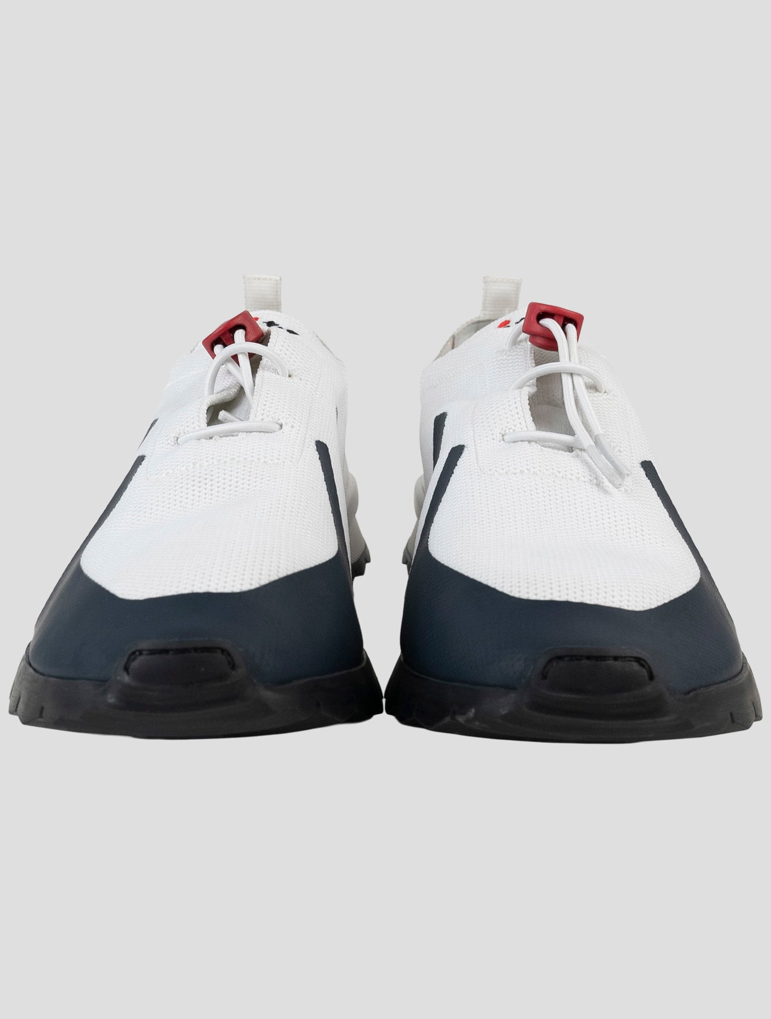 Kiton White Blue Cotton Ea Sneakers
