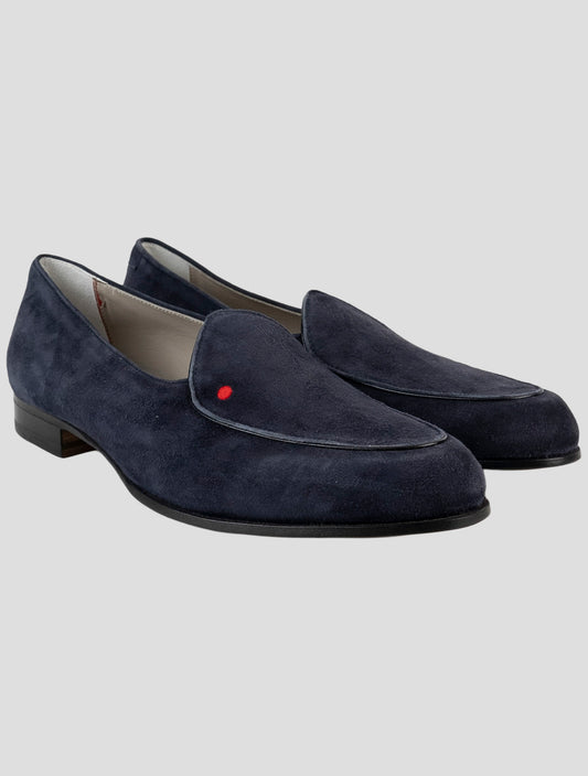 Kiton Blue Leather Suede Loafers