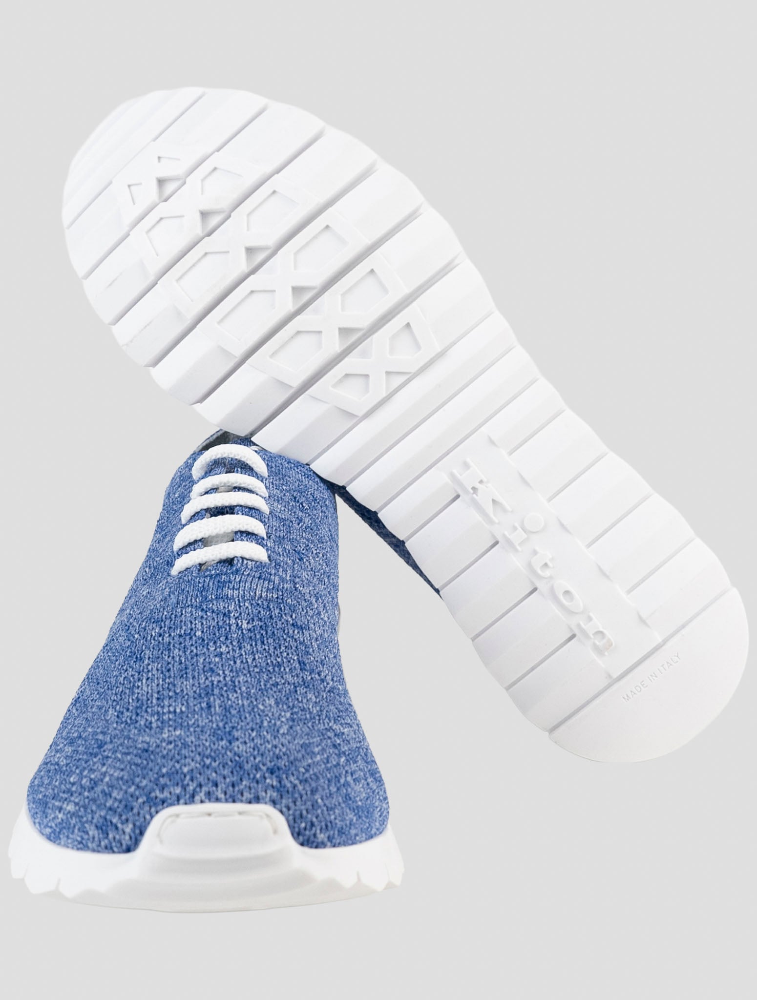 Kiton Blue Cotton Ea Sneakers