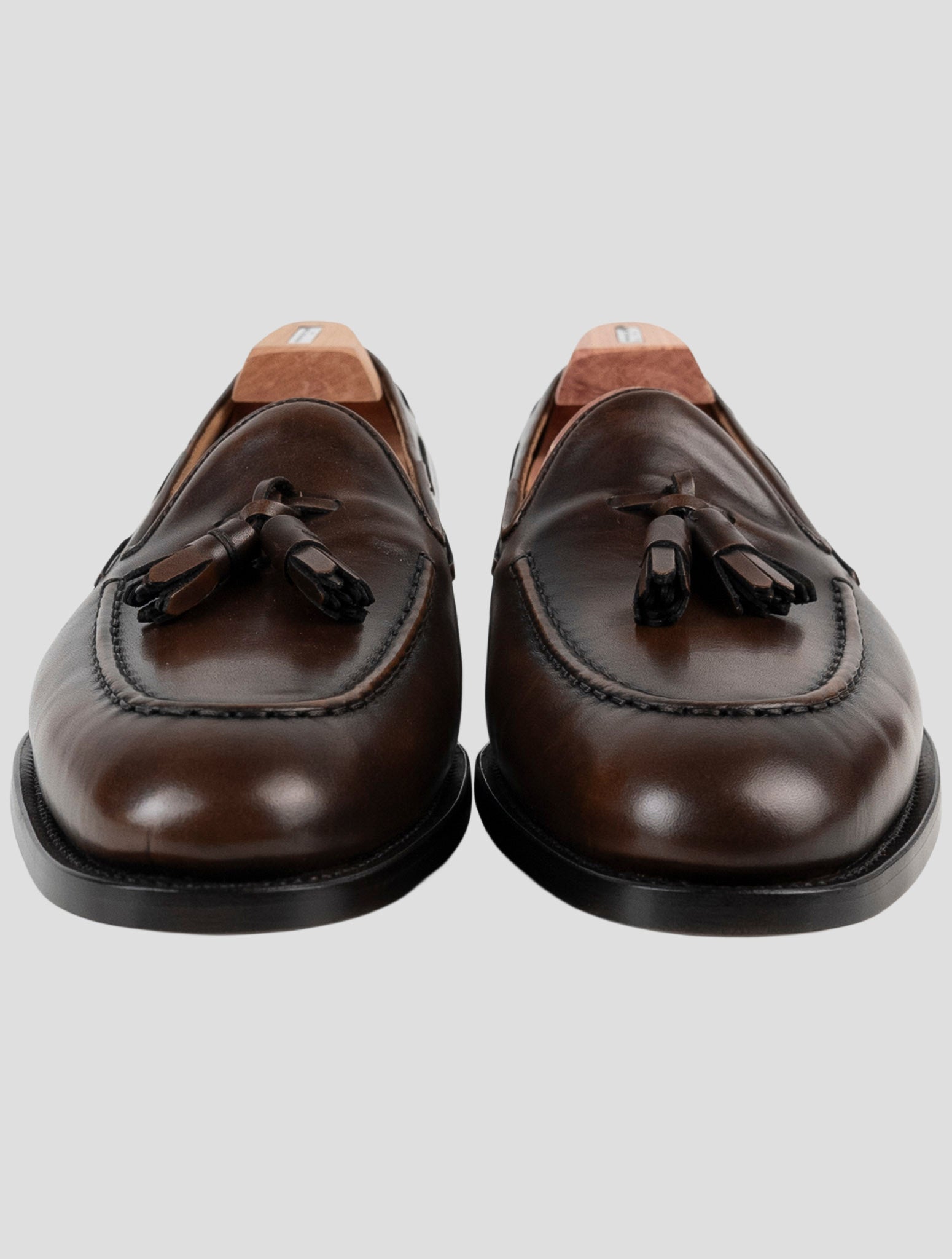 Kiton Brown Leather Loafers Detail