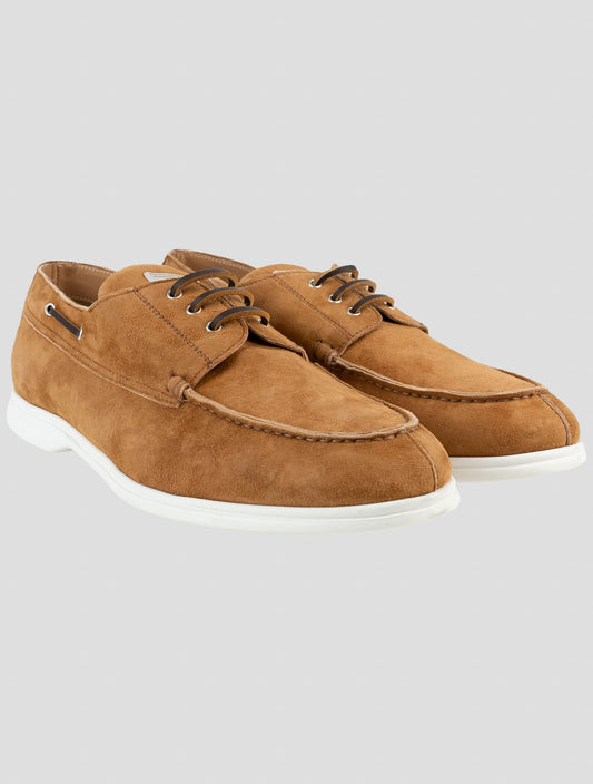 Kiton Brown Leather Suede Sneakers