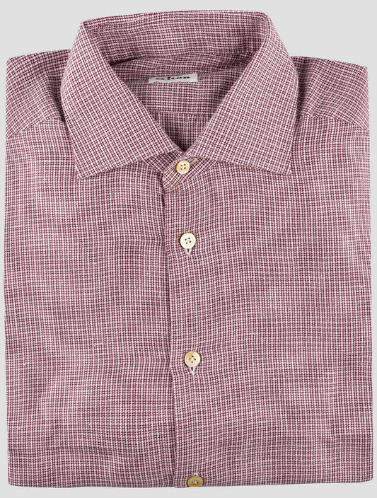 Kiton Red White Cotton Shirt
