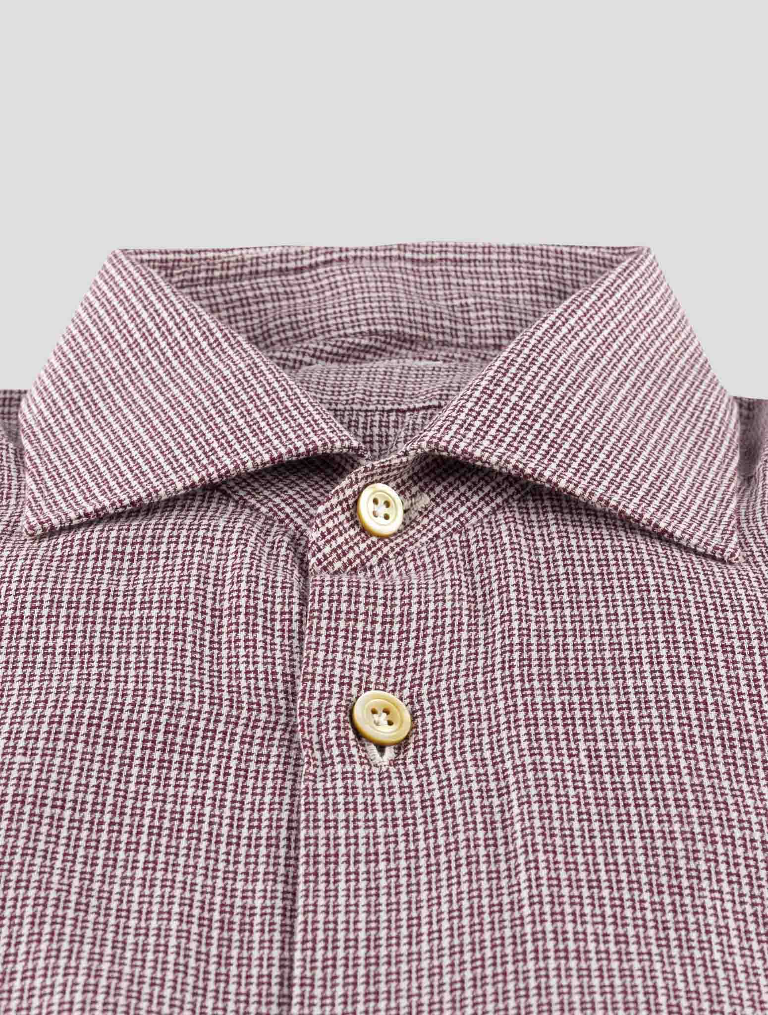 Kiton Red White Cotton Shirt