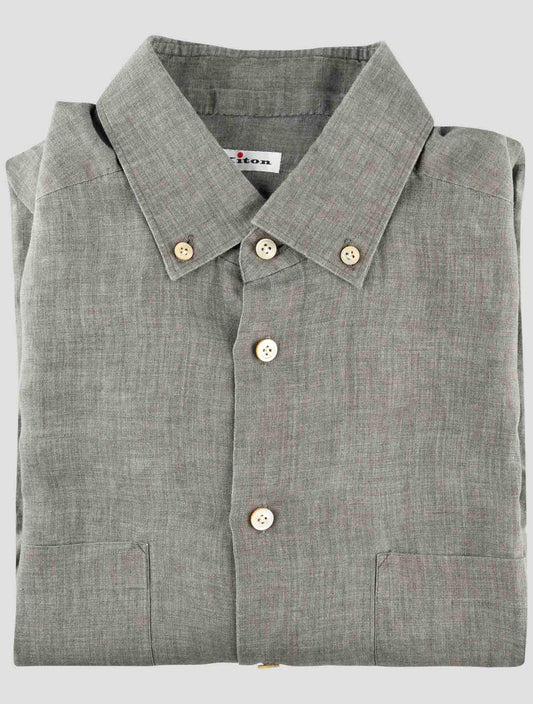 Kiton Gray Linen Shirt