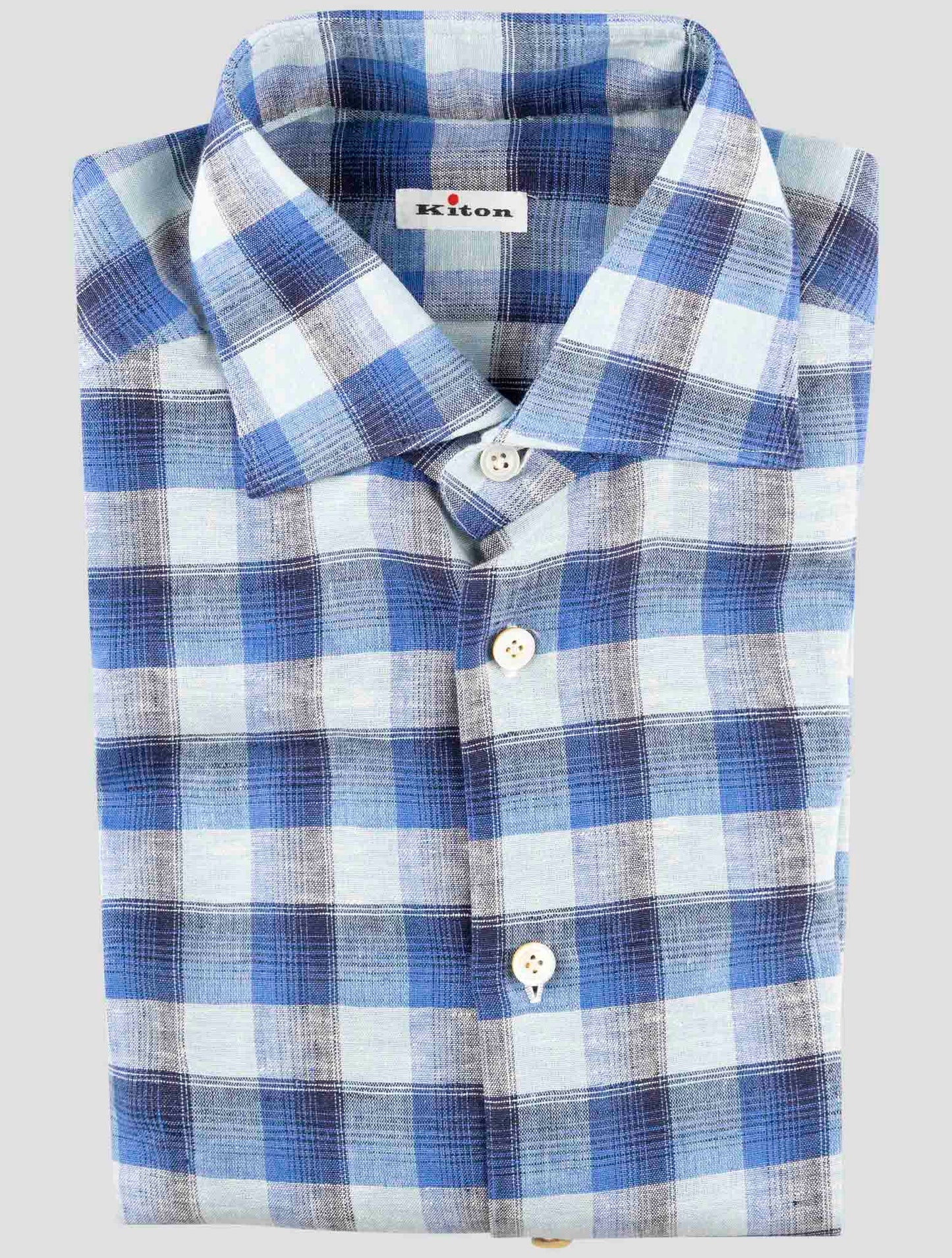 Kiton Blue Linen Pl Ea Shirt