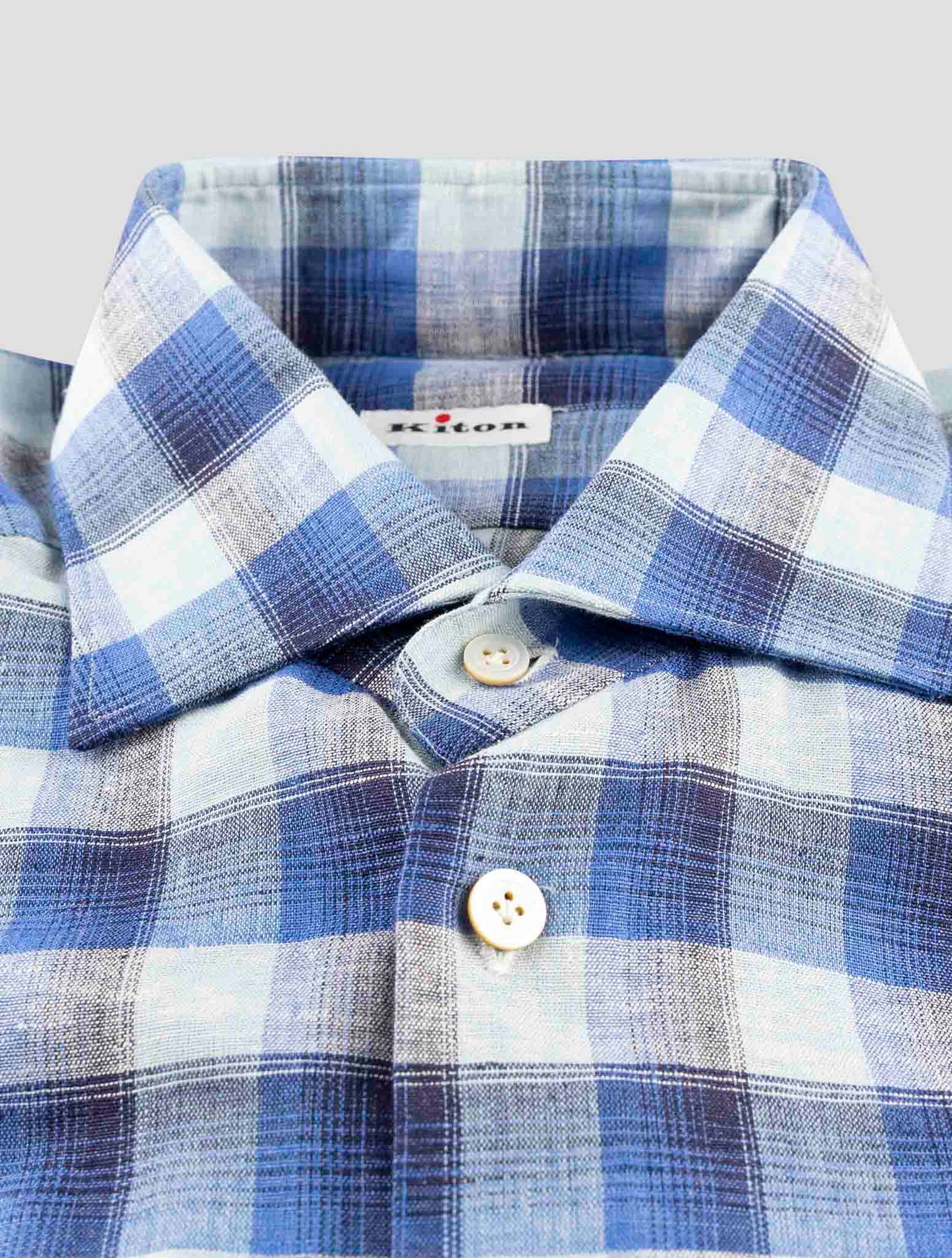 Kiton Blue Linen Pl Ea Shirt