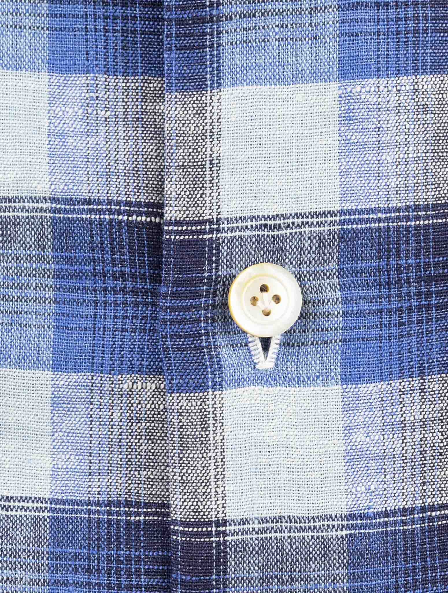 Kiton Blue Linen Pl Ea Shirt