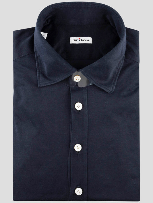 Kiton Blue Cotton Shirt
