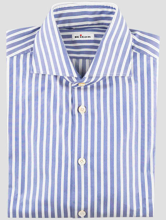 Kiton Blue Cotton Shirt