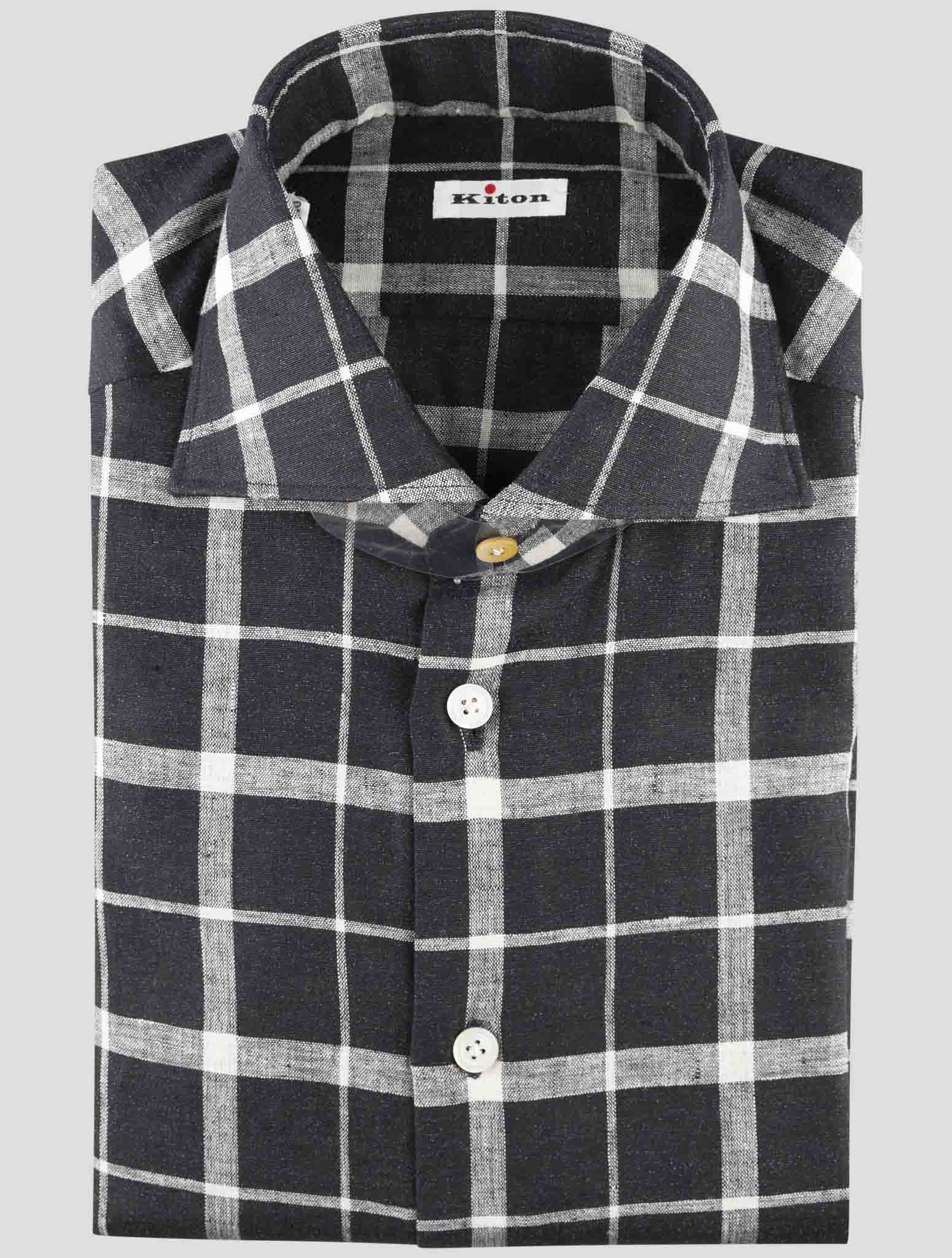 Kiton Dark Gray Linen Pl Ea Shirt