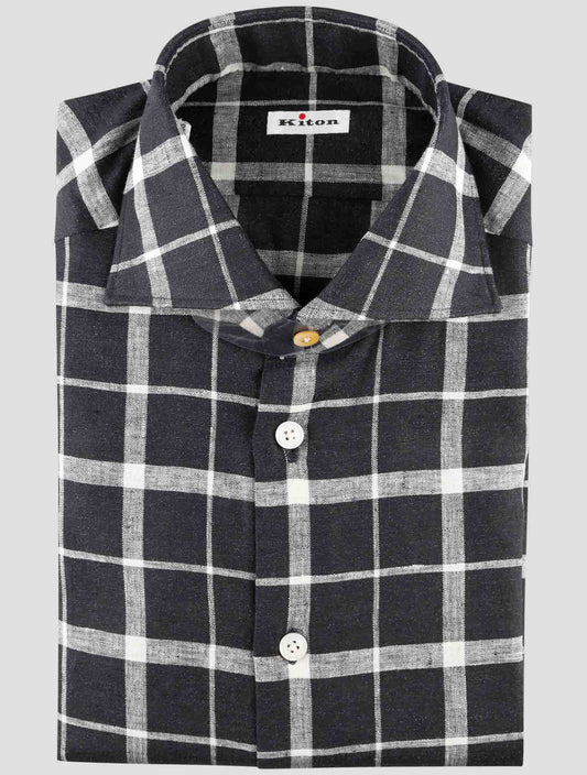 Kiton Dark Gray Linen Pl Ea Shirt