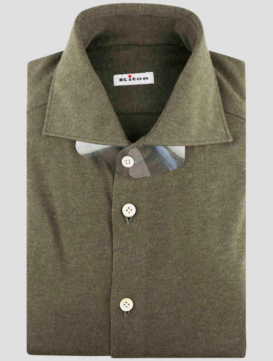 Kiton Green Cotton Cashmere Shirt