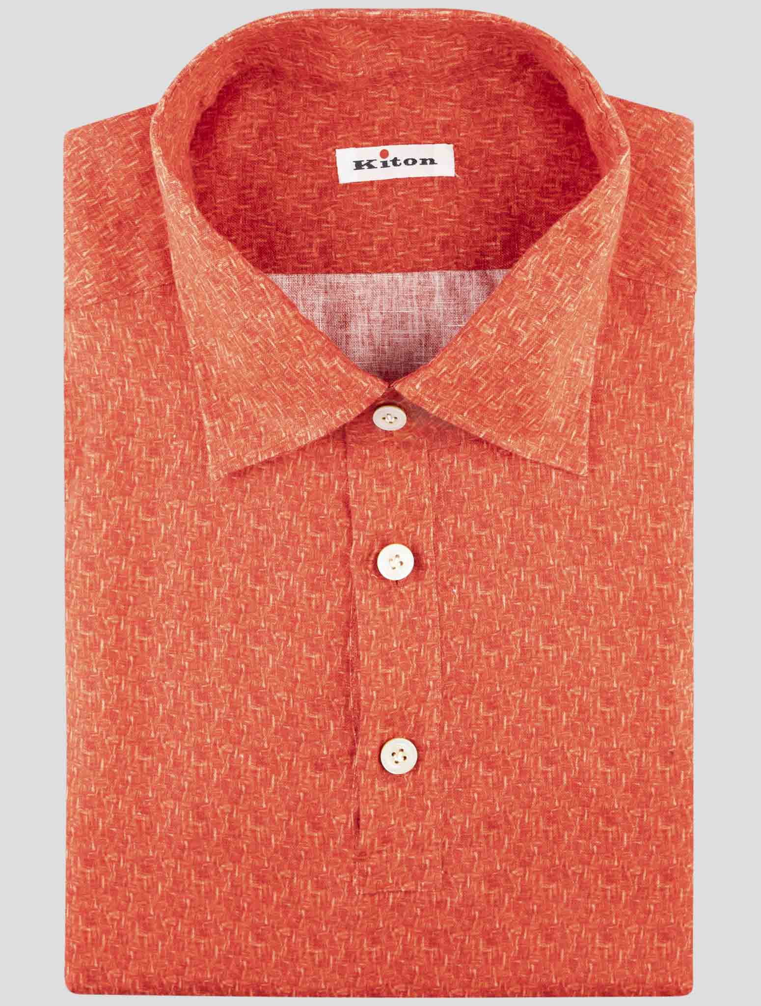Kiton Red Linen Sweater Polo