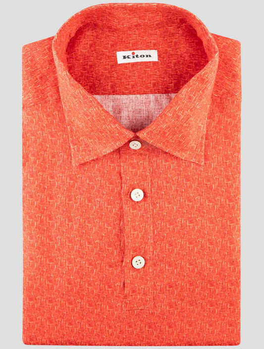 Kiton Red Linen Sweater Polo