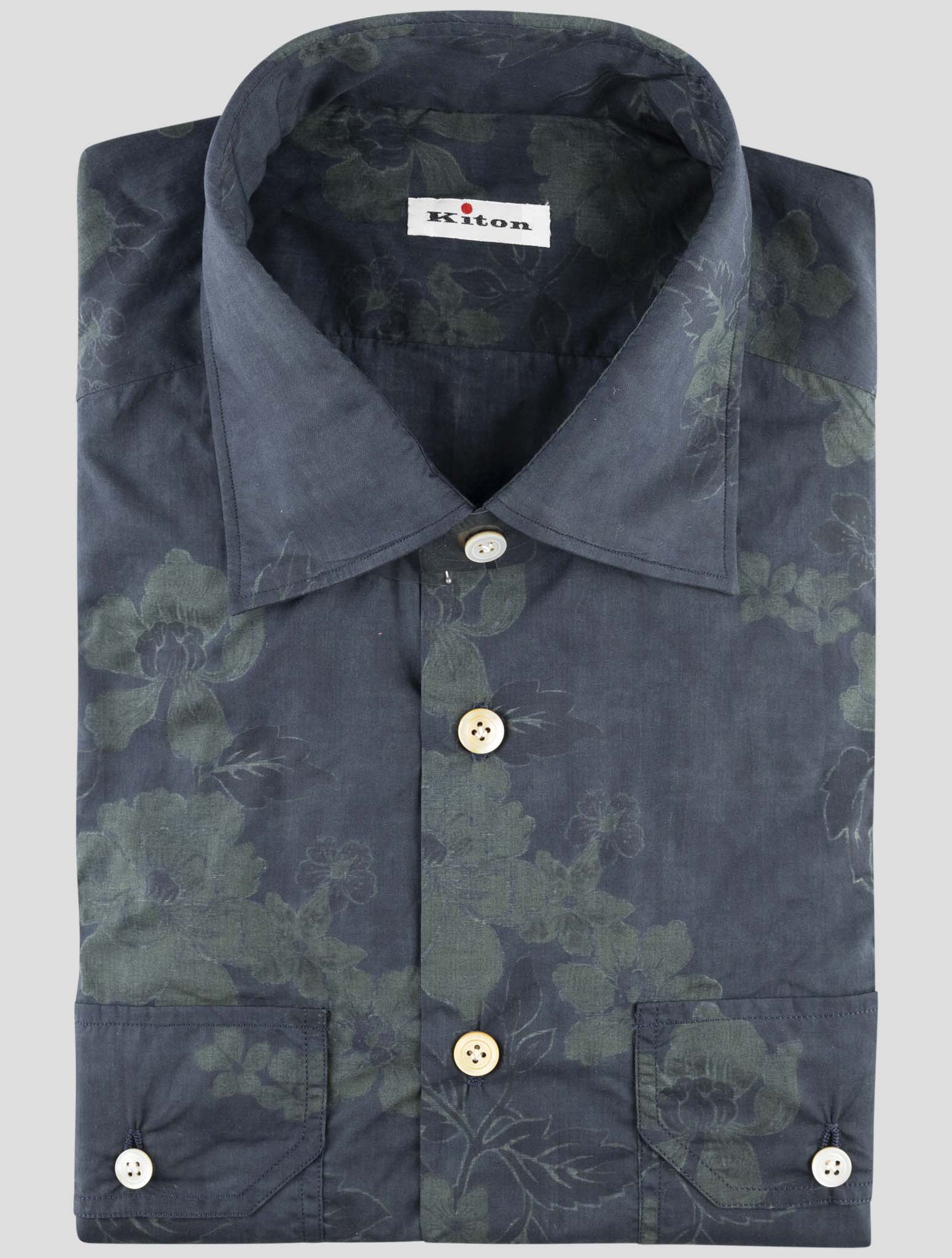 Kiton Green Blue Cotton Shirt