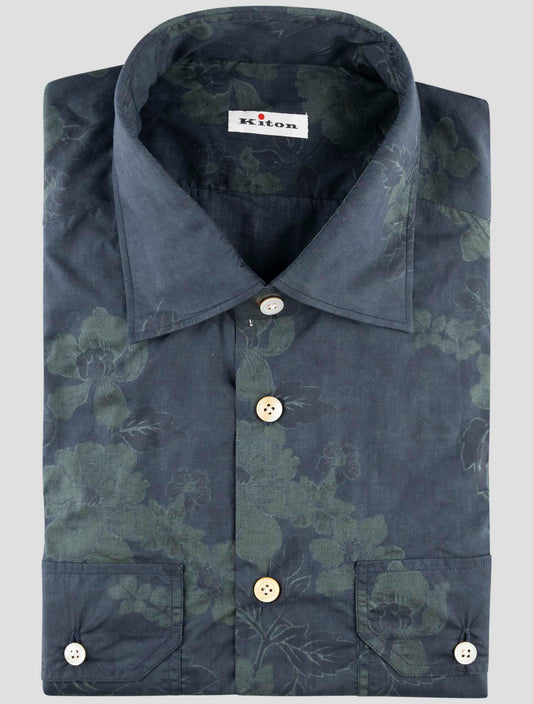 Kiton Green Blue Cotton Shirt