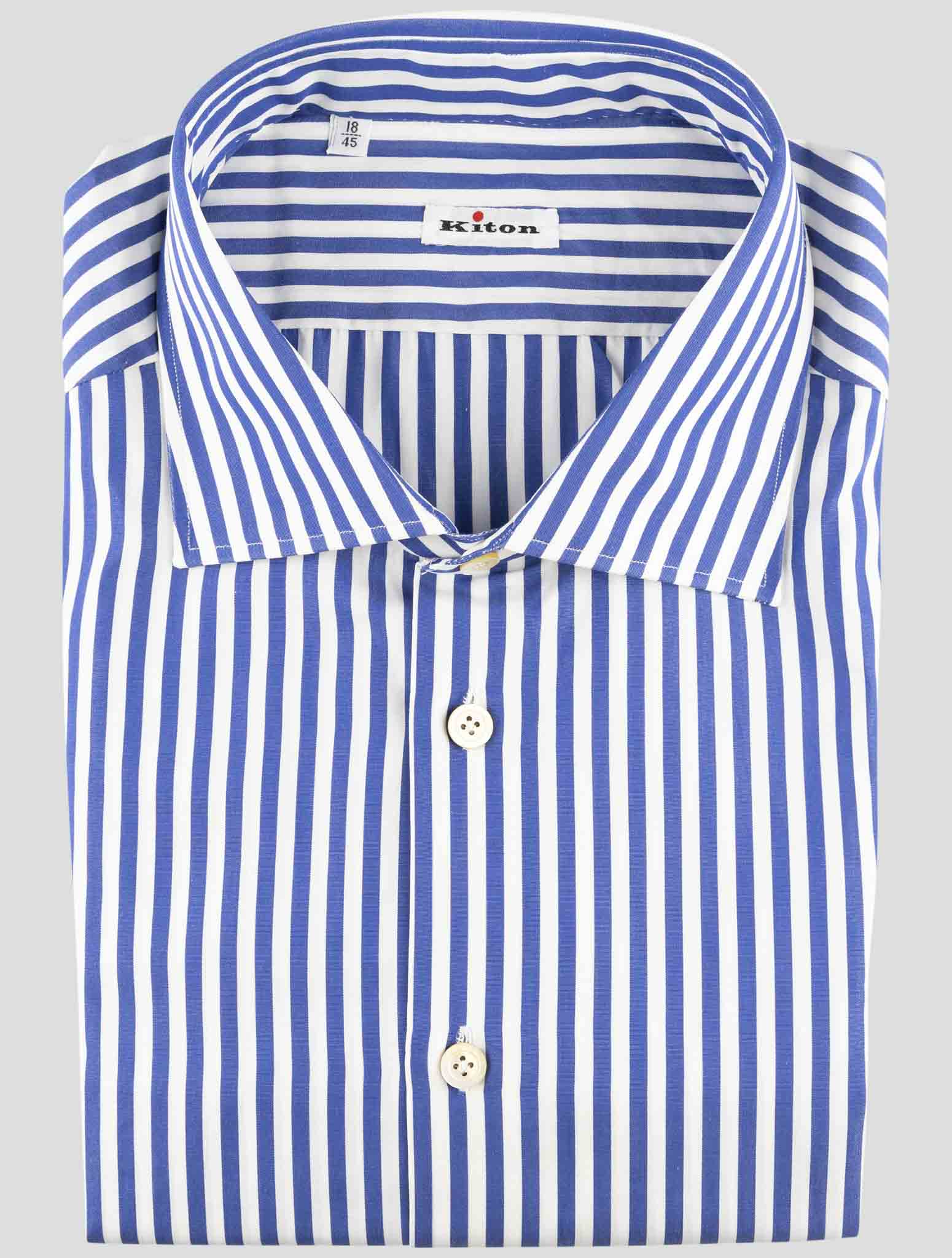 Kiton Blue White Cotton Shirt