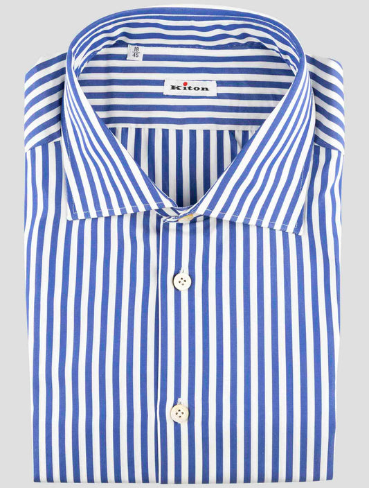 Kiton Blue White Cotton Shirt
