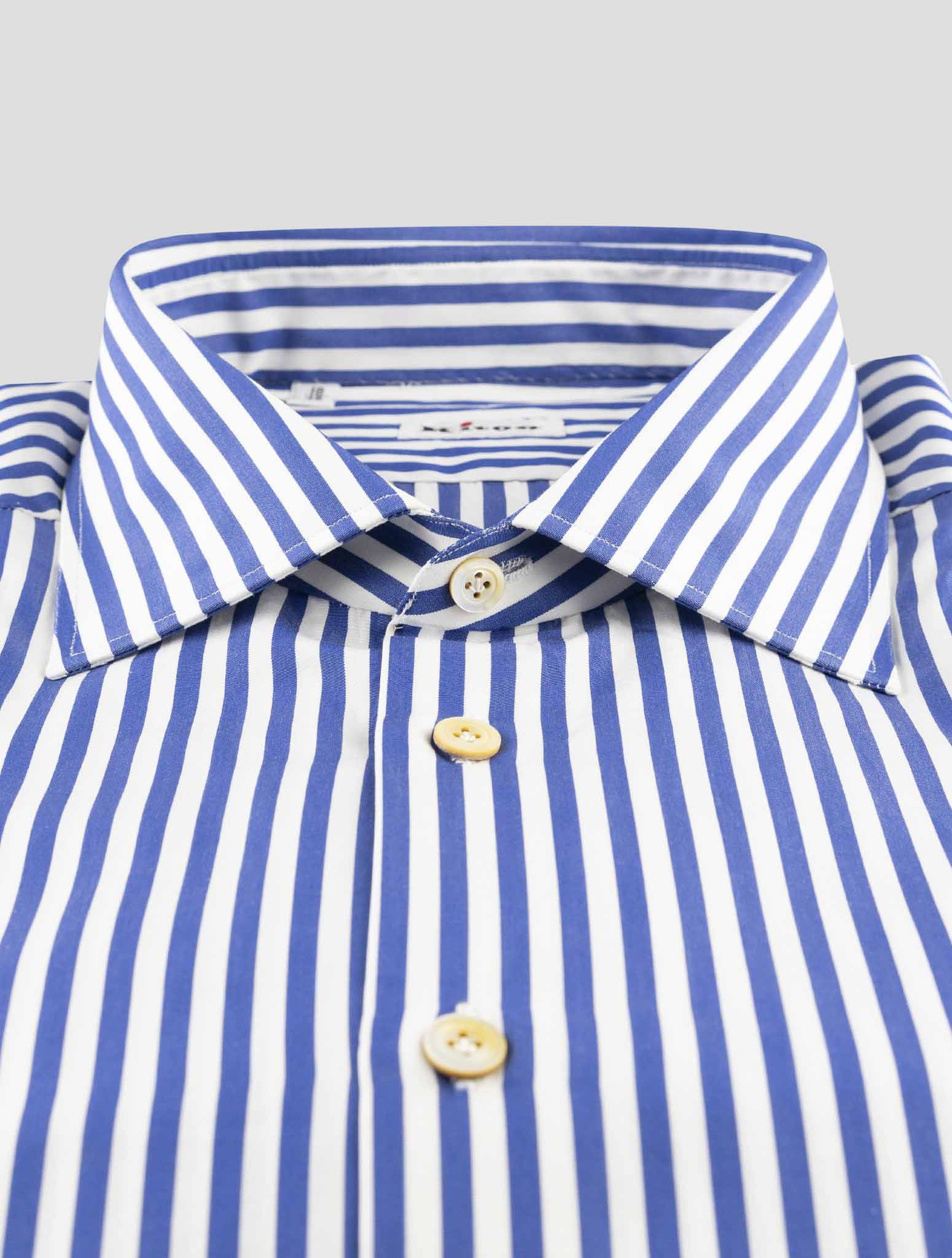 Kiton Blue White Cotton Shirt