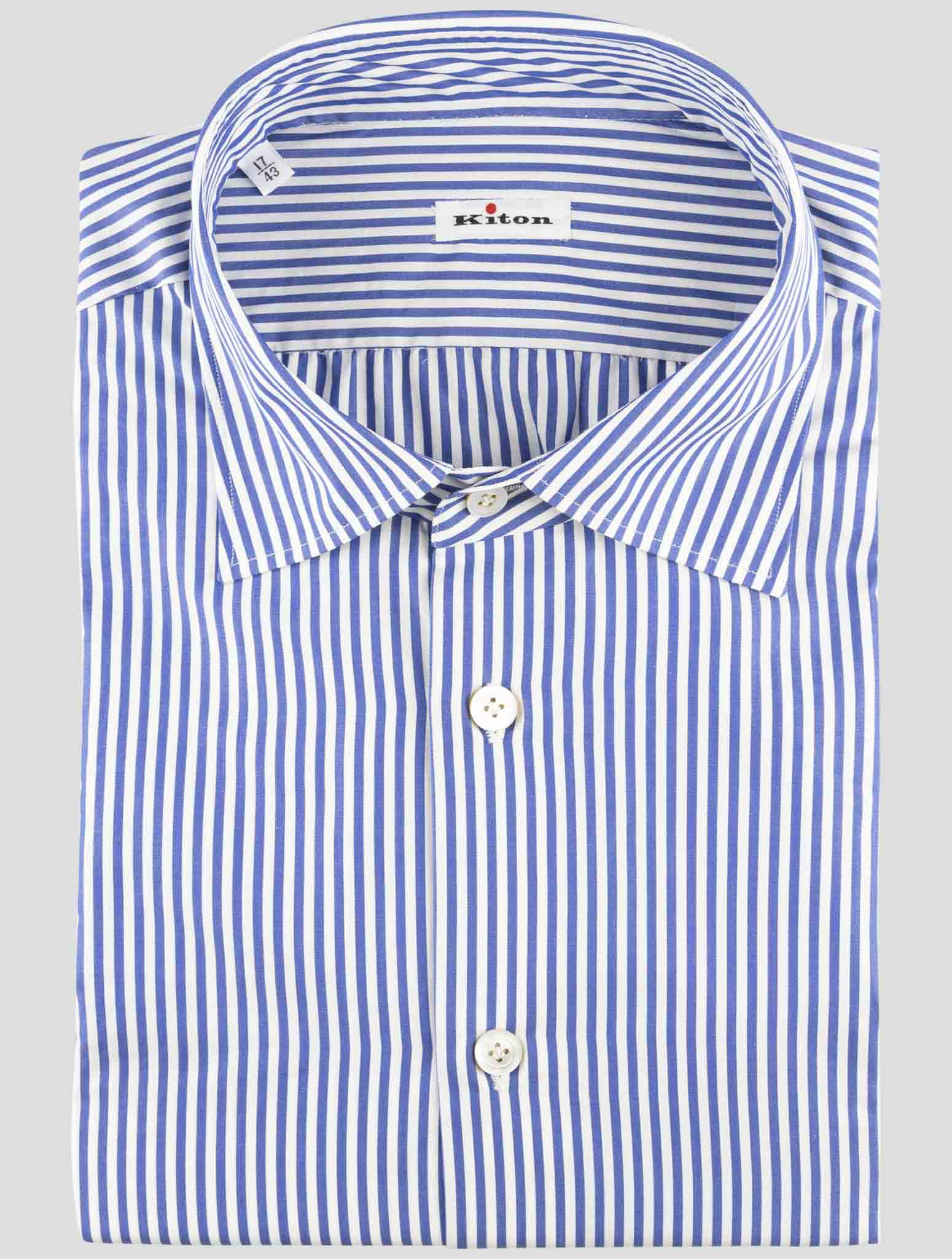 Kiton Blue White Cotton Shirt