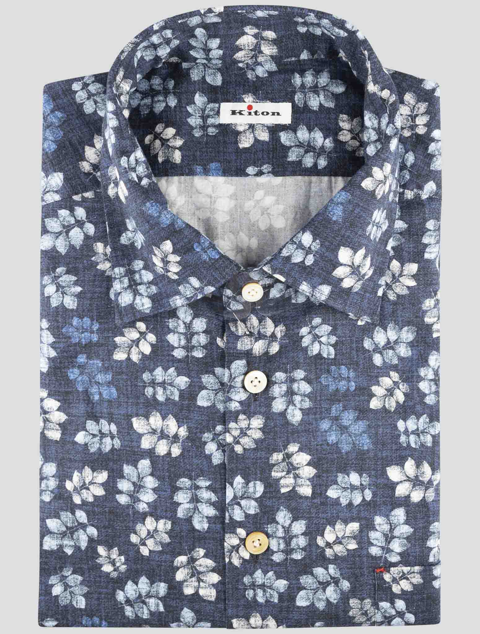 Kiton Blue Cotton Shirt