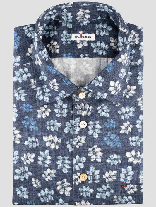 Kiton Blue Cotton Shirt