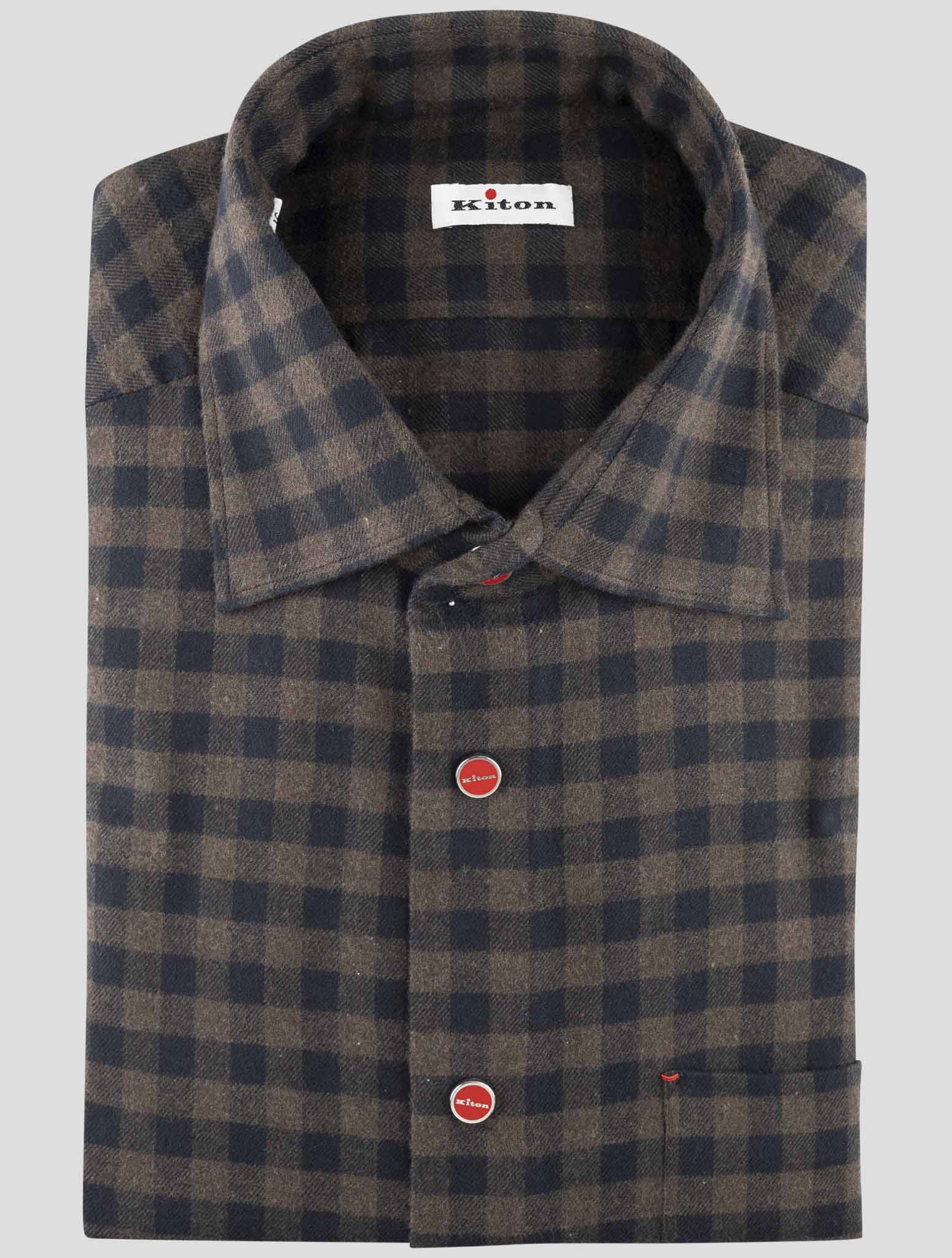 Kiton Blue Brown Cotton Shirt