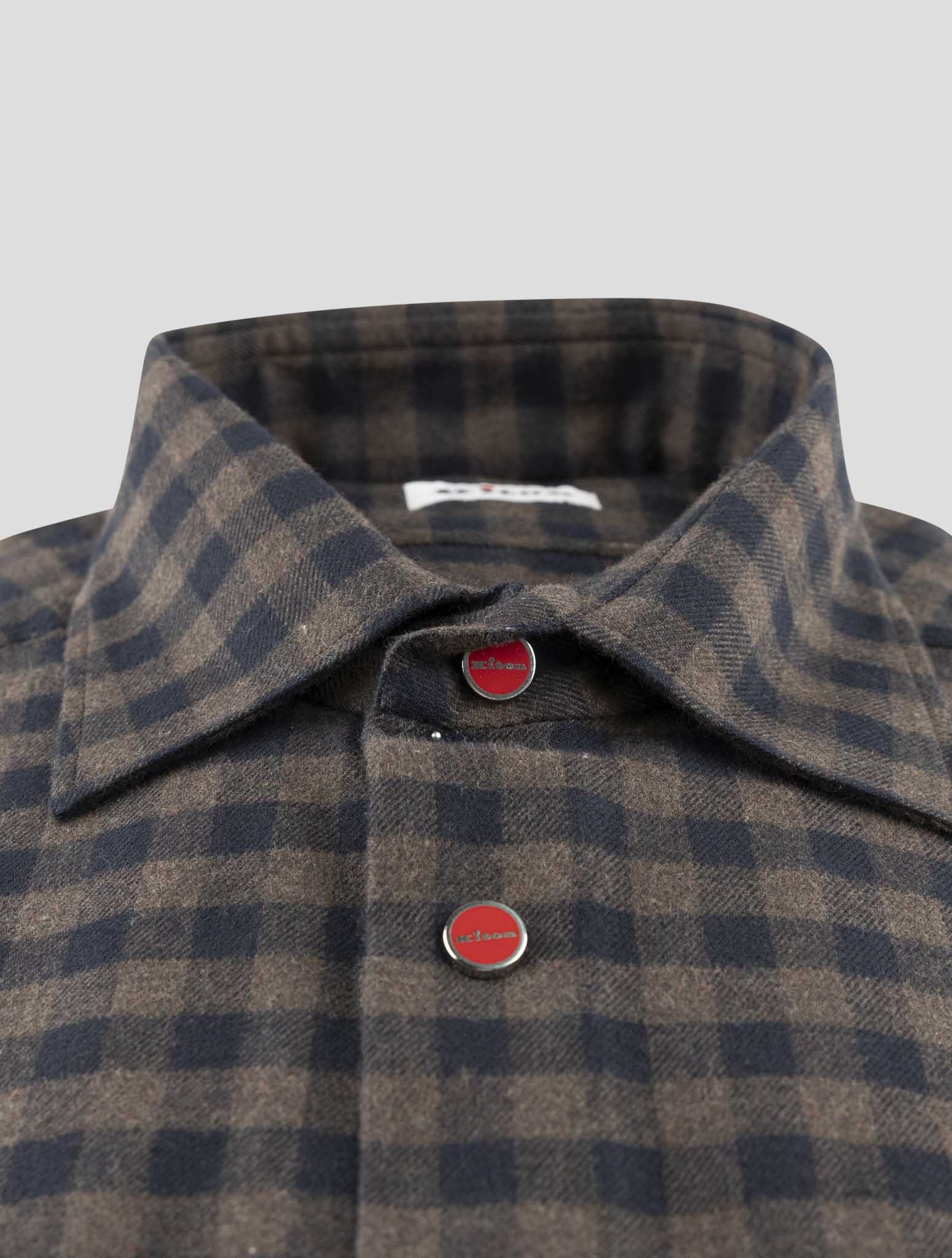 Kiton Blue Brown Cotton Shirt