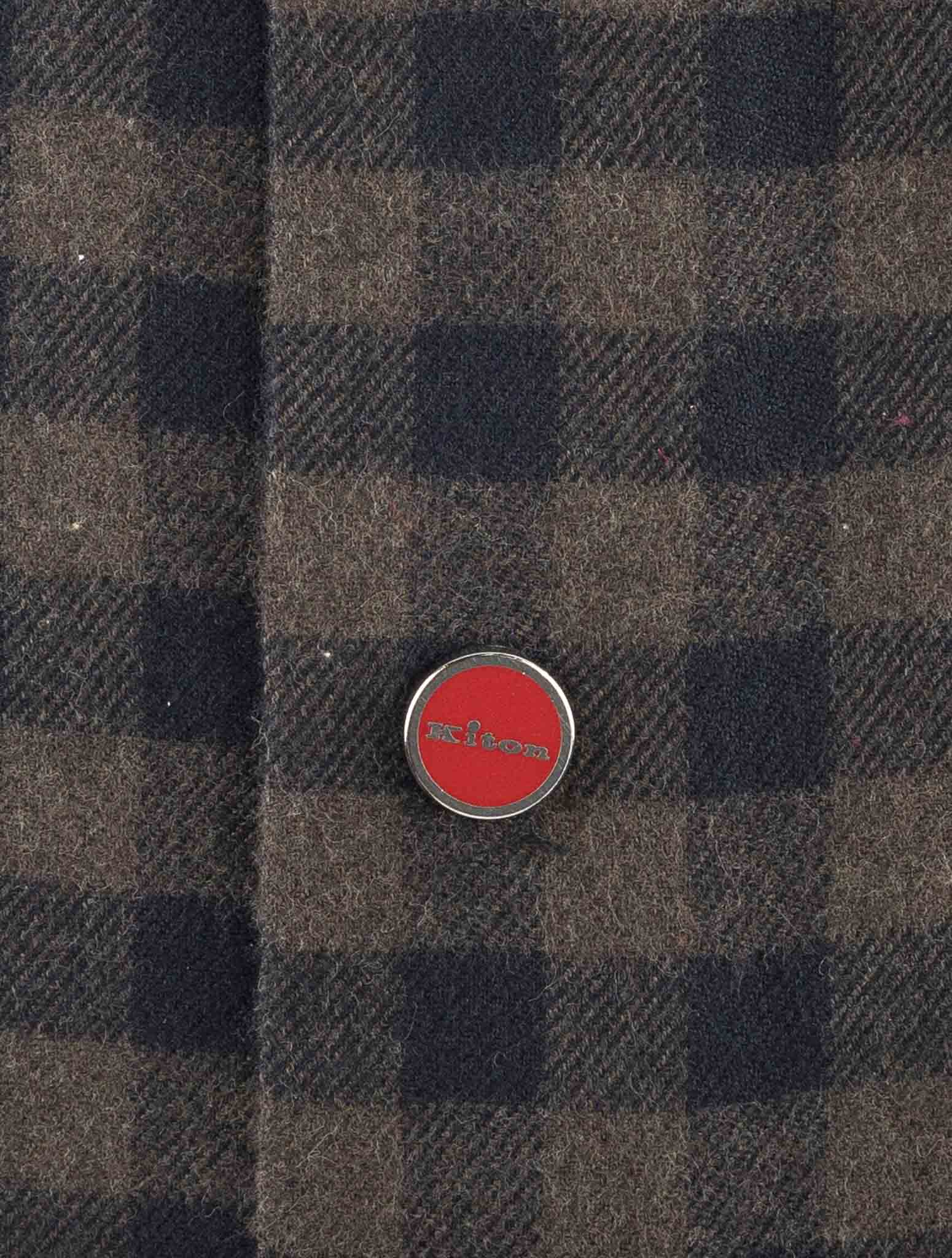 Kiton Blue Brown Cotton Shirt