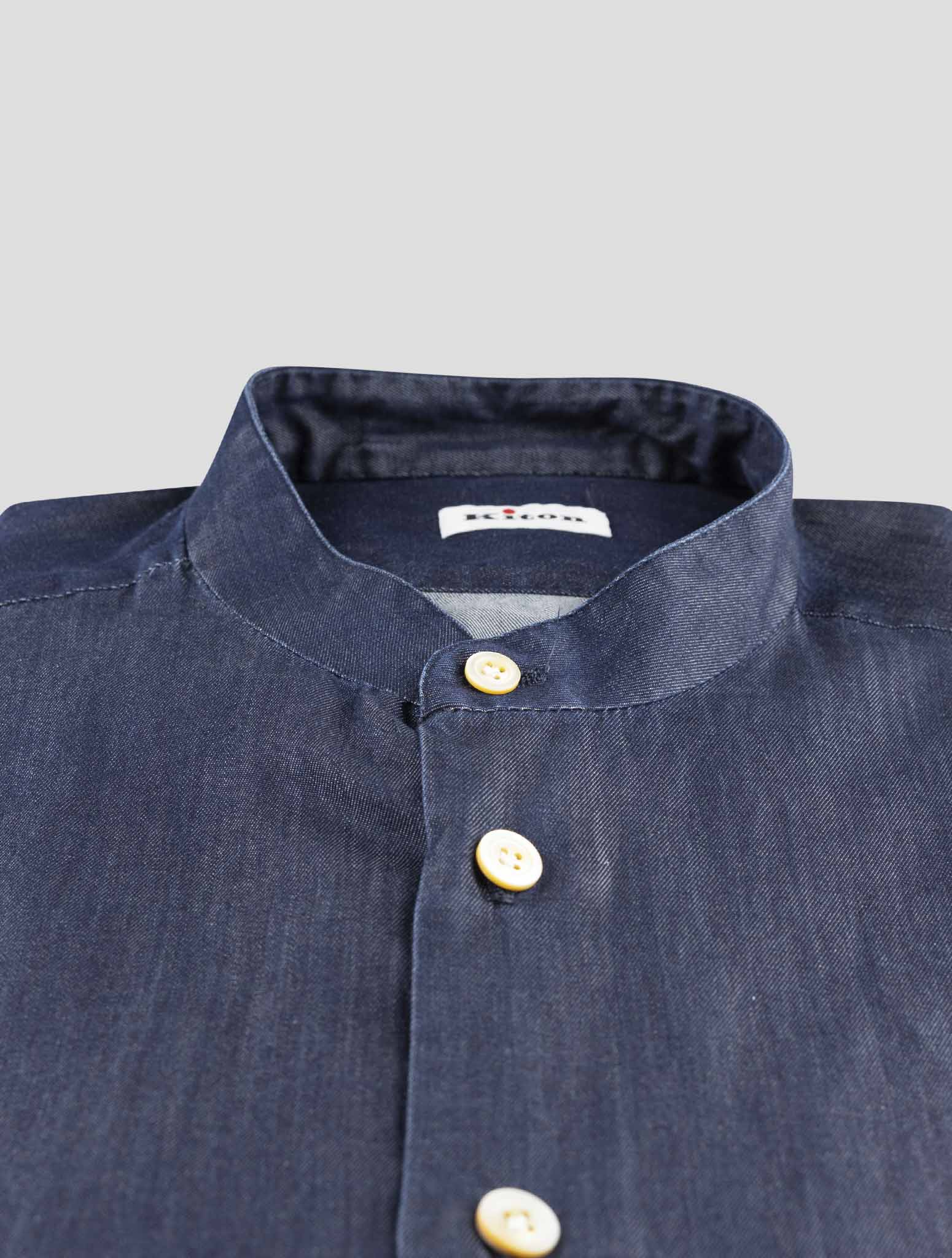 Kiton Blue Cotton Korean Shirt