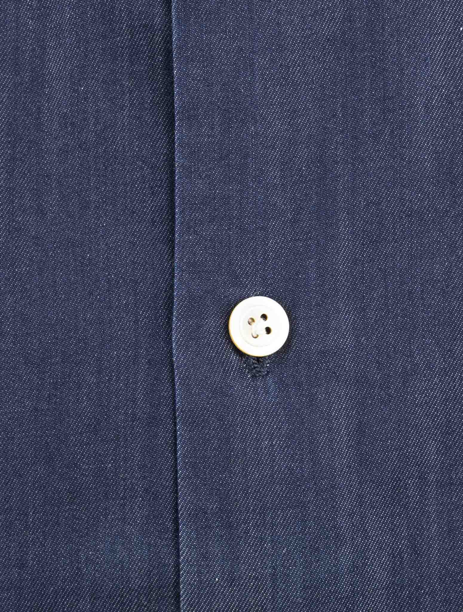 Kiton Blue Cotton Korean Shirt