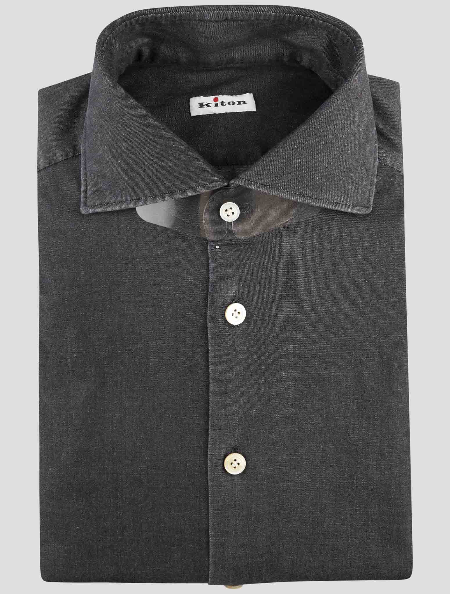 Kiton Dark Gray Cotton Ea Shirt