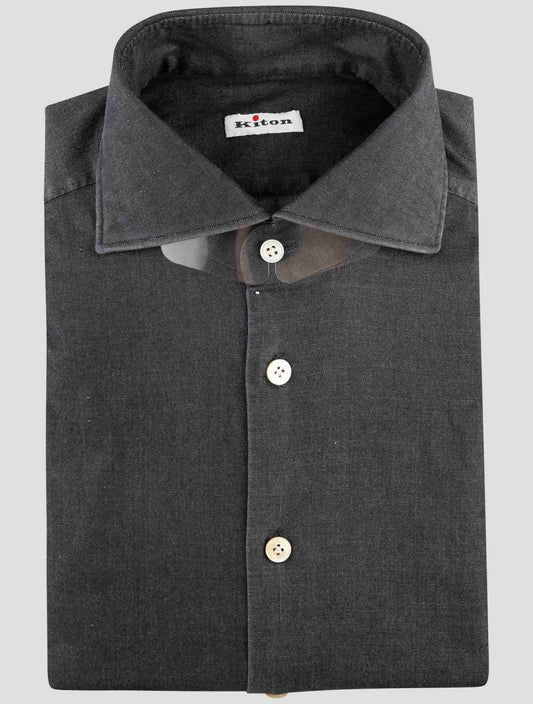 Kiton Dark Gray Cotton Ea Shirt