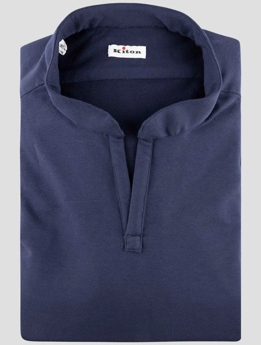 Kiton Blue Cotton Sweater Polo