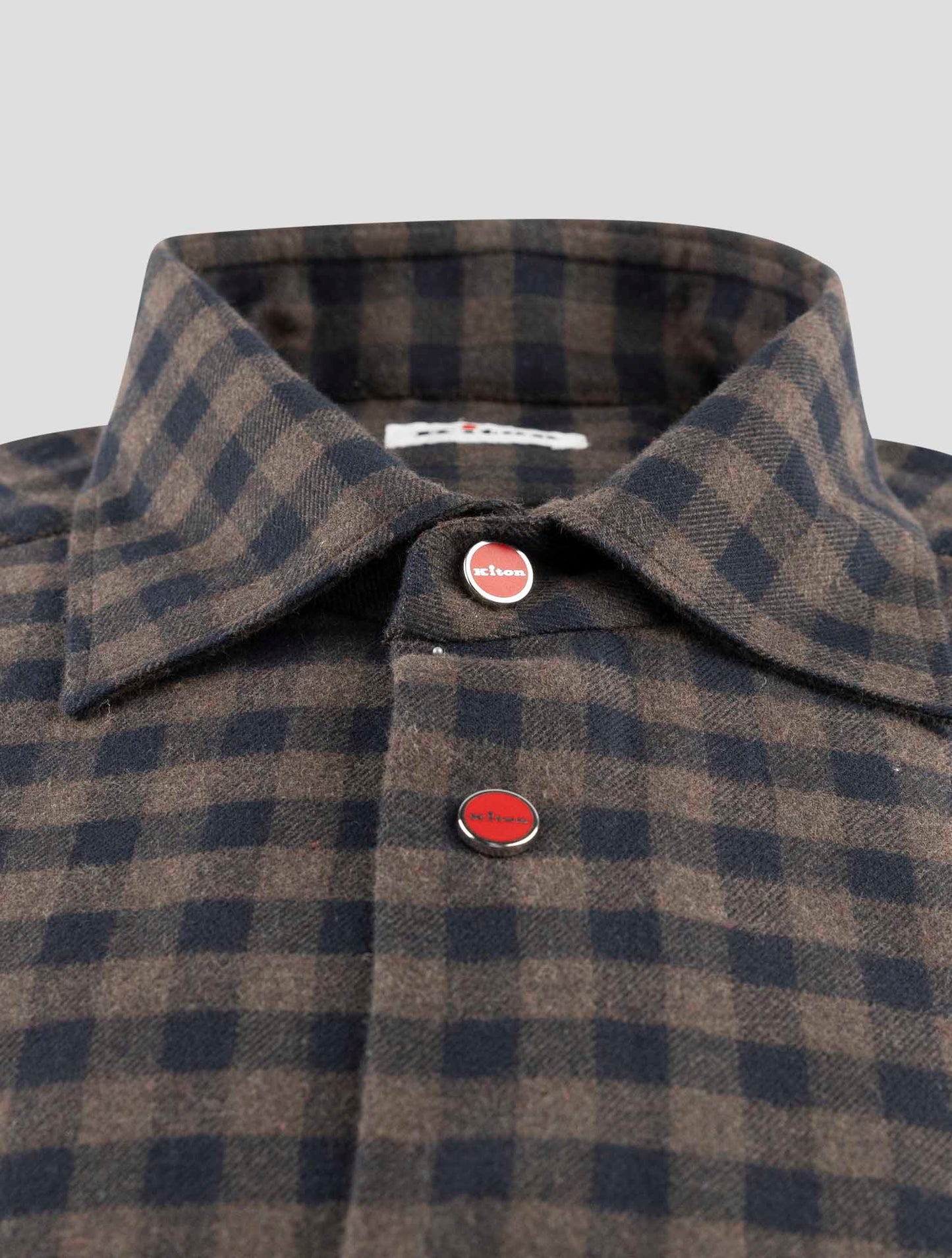 Kiton Brown Blue Cotton Shirt