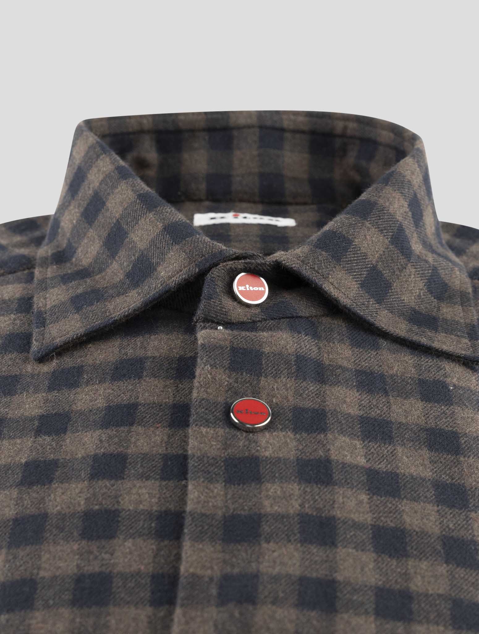 Kiton Brown Blue Cotton Shirt