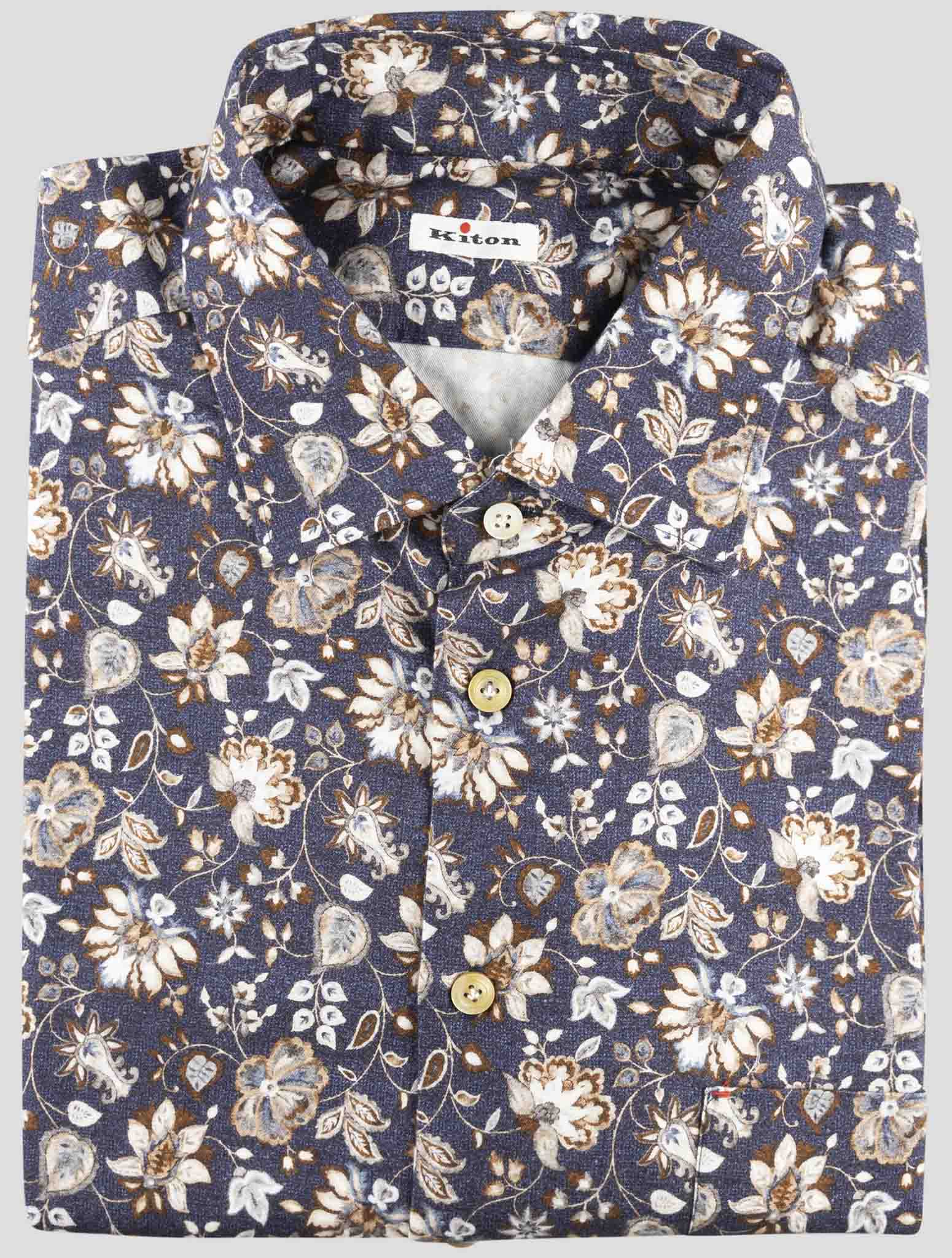 Kiton Blue Cotton Shirt