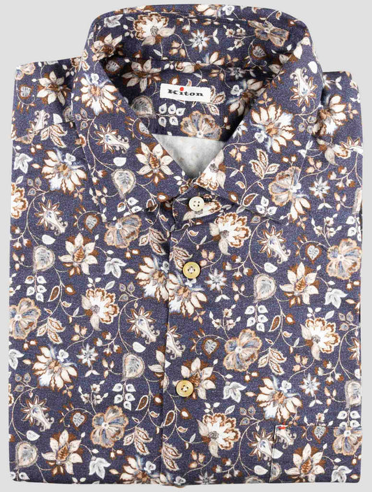 Kiton Blue Cotton Shirt