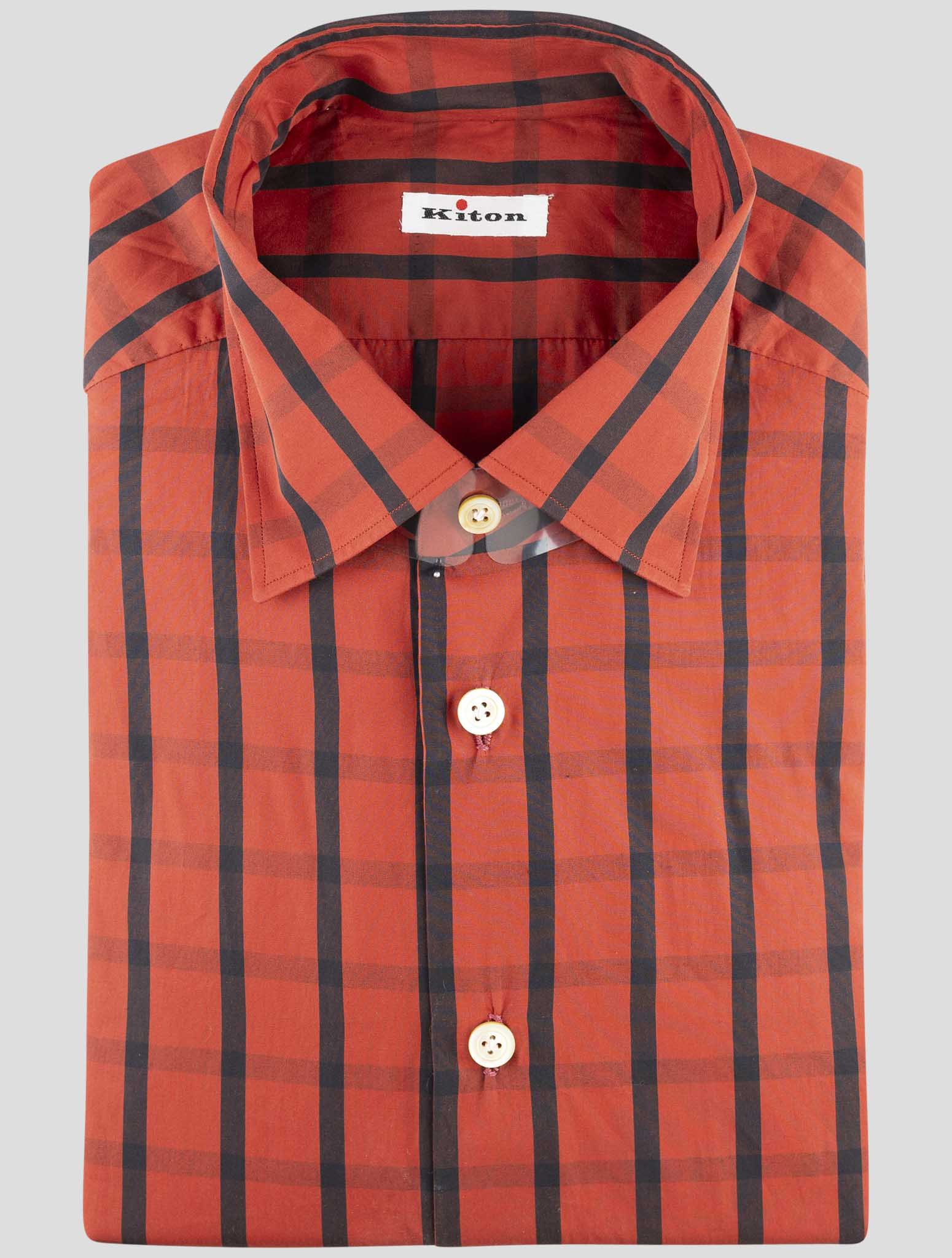 Kiton Red Black Cotton Shirt
