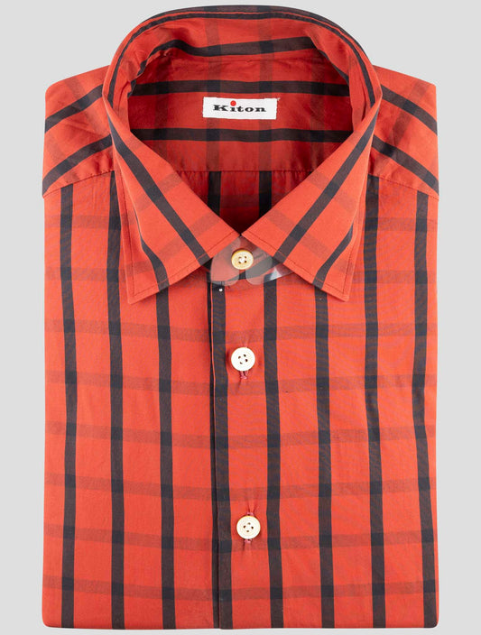 Kiton Red Black Cotton Shirt