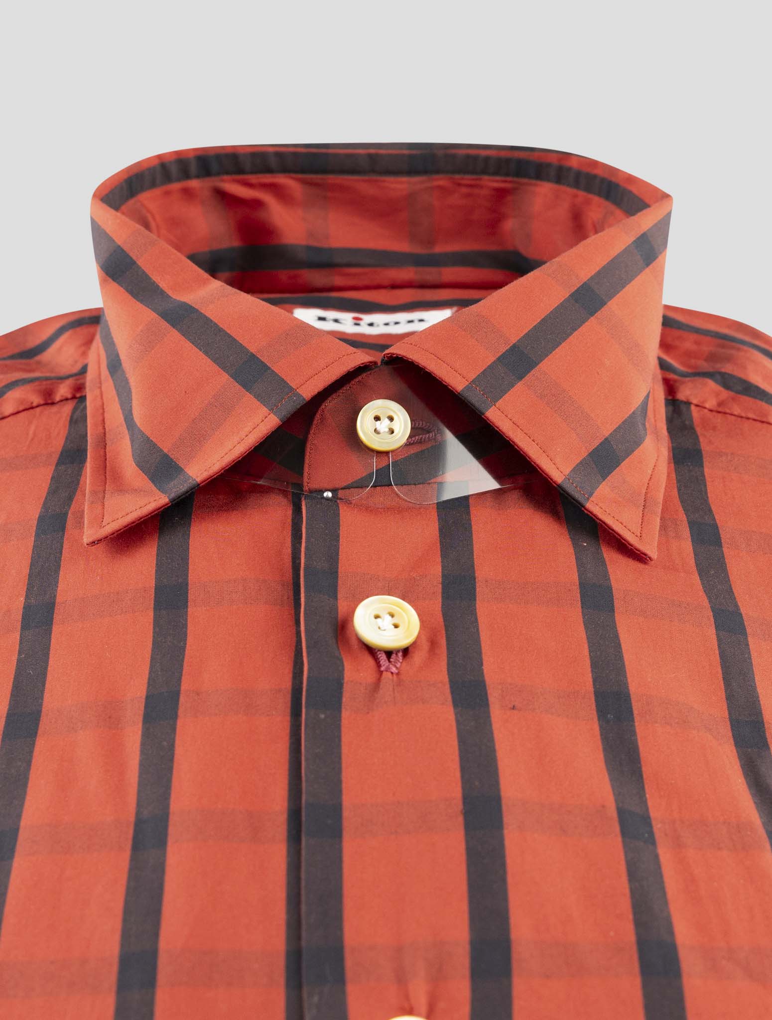 Kiton Red Black Cotton Shirt