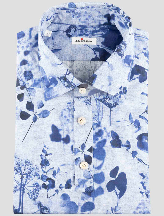 Kiton Blue Cotton Sweater Polo