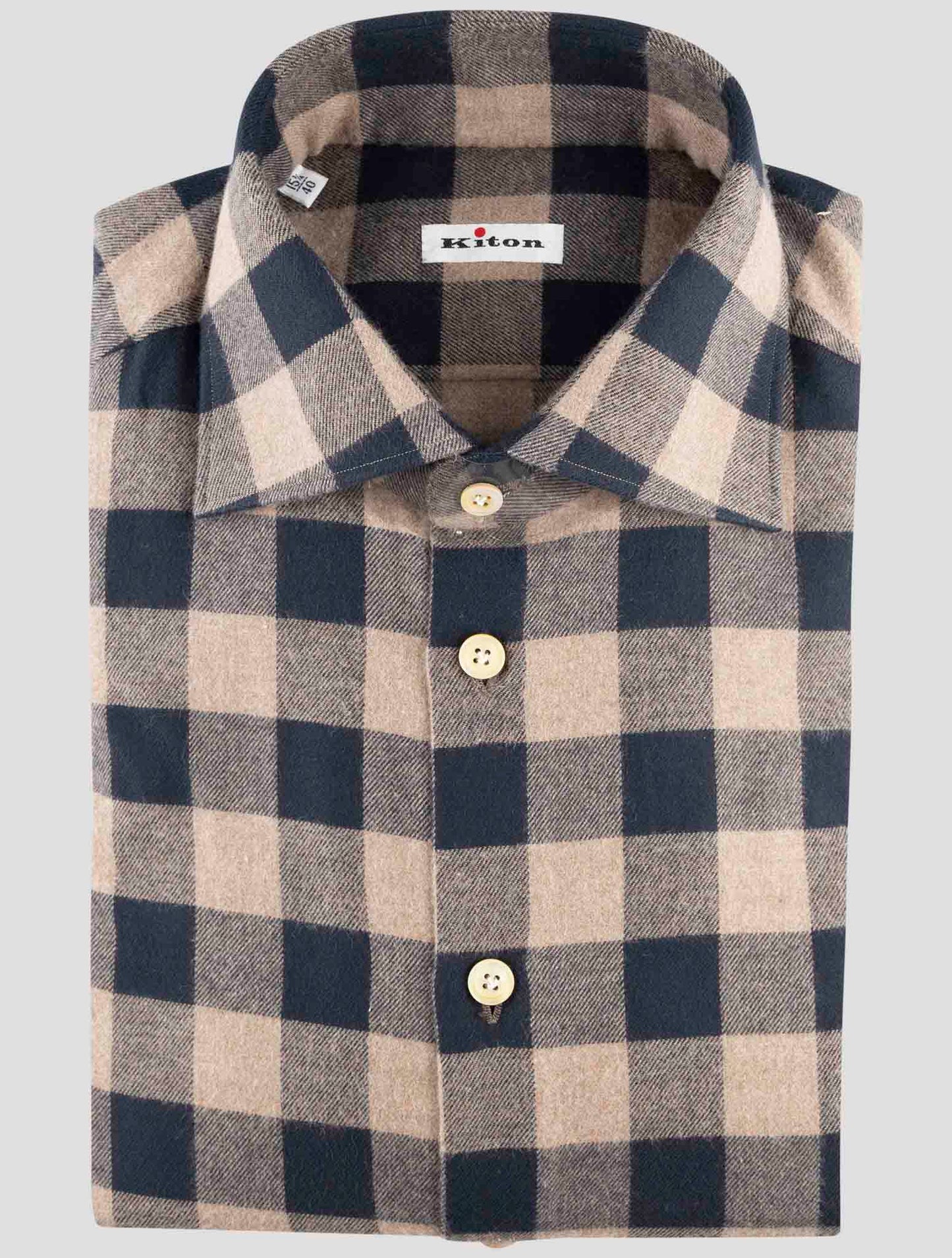 Kiton Blue Brown Cotton Shirt
