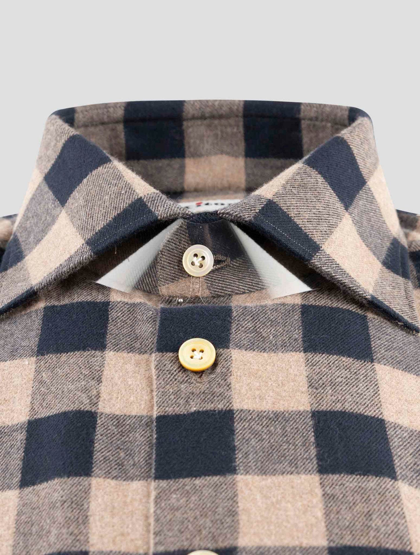 Kiton Blue Brown Cotton Shirt