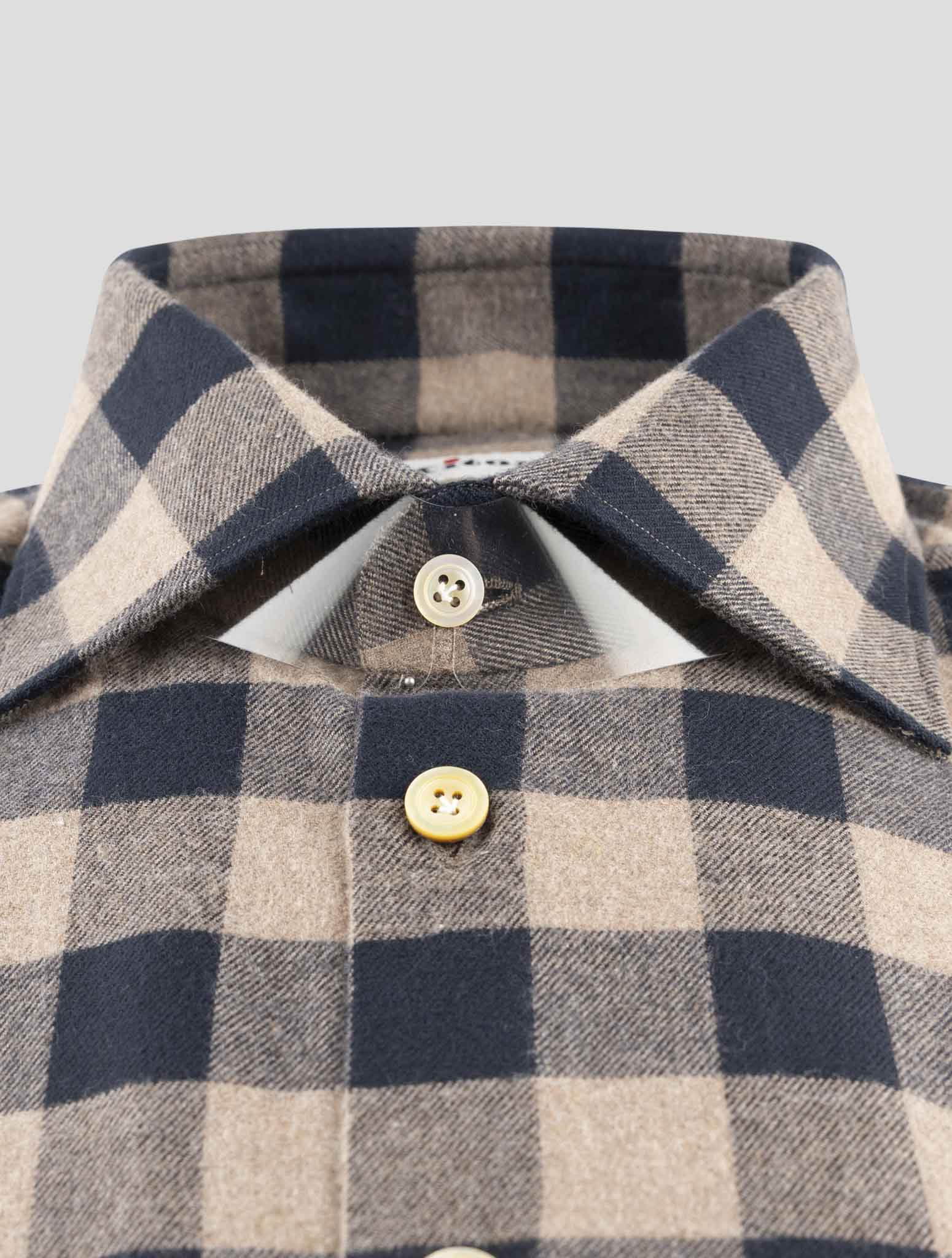 Kiton Blue Brown Cotton Shirt