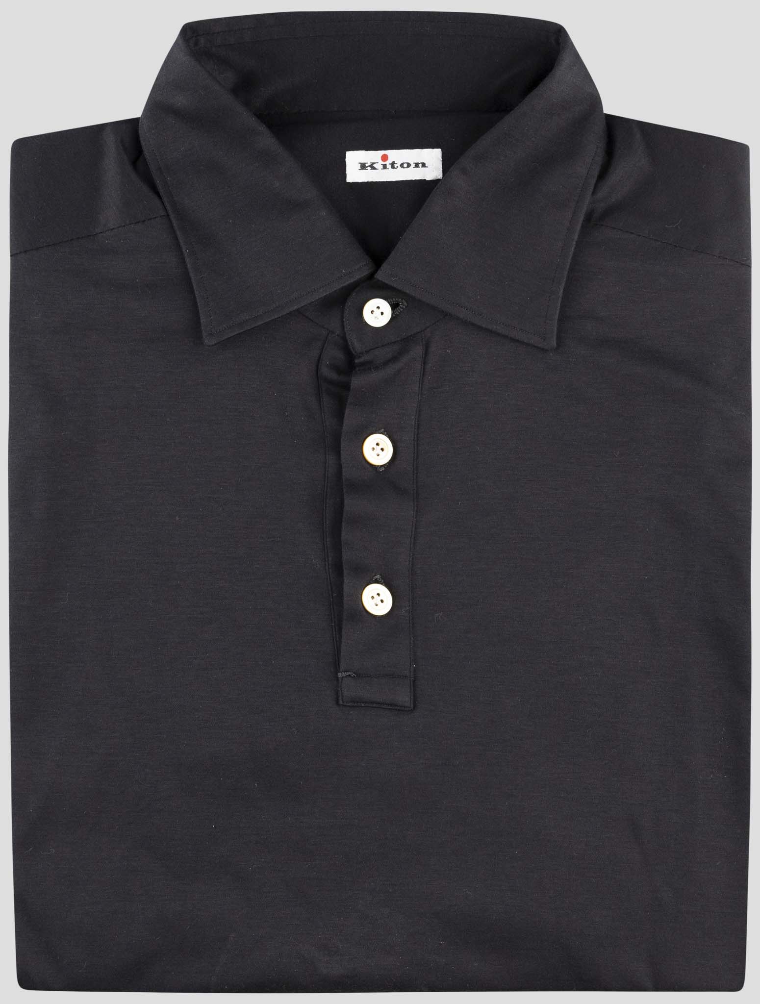 Kiton Black Cotton Sweater Polo
